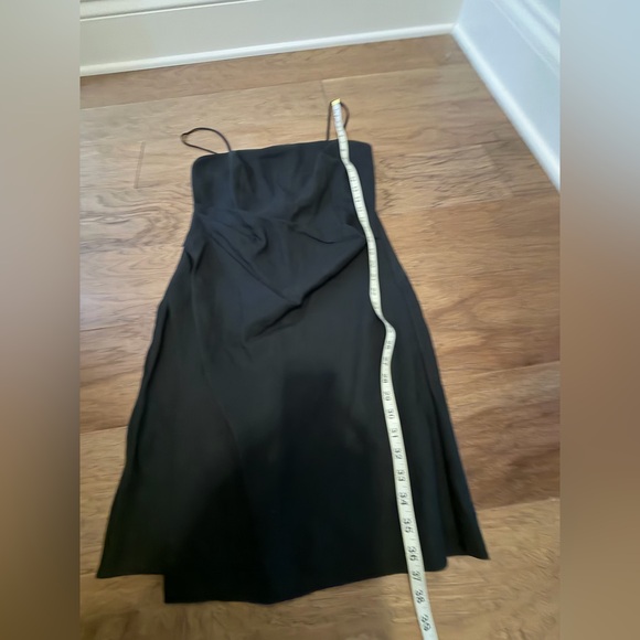 Theory Black Linen Slip Mini Dress Spaghetti Strap Slit Size 8 NWT - Picture 7 of 9